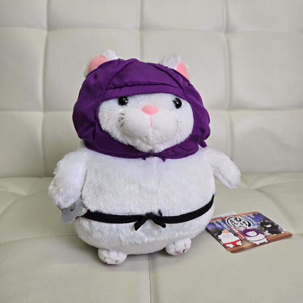 Amuse Hige Manjyu Ninja Cat 8" Plush Hotoke White NWT